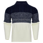 Men’s Color Block Cable Knit Sweater – Casual Long Sleeve Pullover Veroocart