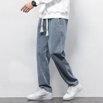Men’s Wide Leg Jeans – Loose Fit Summer Drawstring Straight Trousers Veroocart