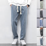 Men’s Wide Leg Jeans – Loose Fit Summer Drawstring Straight Trousers Veroocart