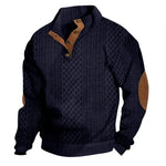 Men’s Stand Collar Knitted Pullover – Long Sleeve Jacquard Sweater Veroocart